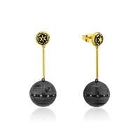 Disney Couture Kingdom - Star Wars - Death Star Drop Earrings Yellow Gold and Gunmetal Plated