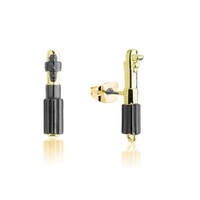 Disney Couture Kingdom - Star Wars - Darth Vader and Luke Skywalker Lightsaber Stud Earrings Yellow Gold and Gunmetal Plated