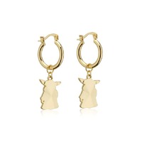 Disney Couture Kingdom - D100 - Star Wars Mandalorian Grogu Charm Hoop Earrings Yellow Gold