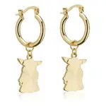 Disney Couture Kingdom - D100 - Star Wars Mandalorian Grogu Charm Hoop Earrings Yellow Gold