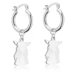 Disney Couture Kingdom - D100 - Star Wars Mandalorian Grogu Charm Hoop Earrings White Gold