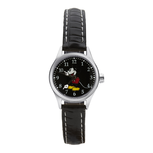 The Original Mickey Collection Watch - Silver + Croc Black 25mm