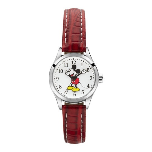 The Original Mickey Collection Watch - Silver + Croc Red 25mm