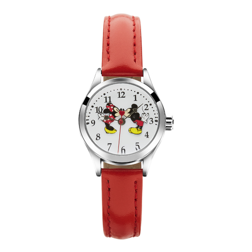 The Original Mickey Collection Watch - Silver + Red 25mm Ft Mickey and Minnie