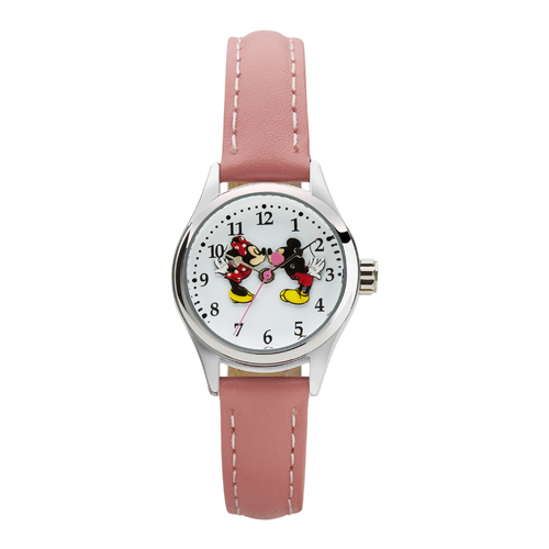 The Original Mickey Collection Watch - Silver + Pink 25mm Ft Mickey and Minnie
