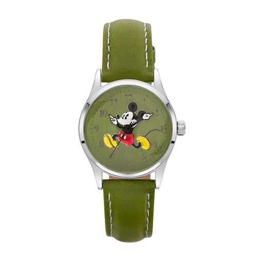 The Original Mickey Collection Watch - Silver + Olive 34mm