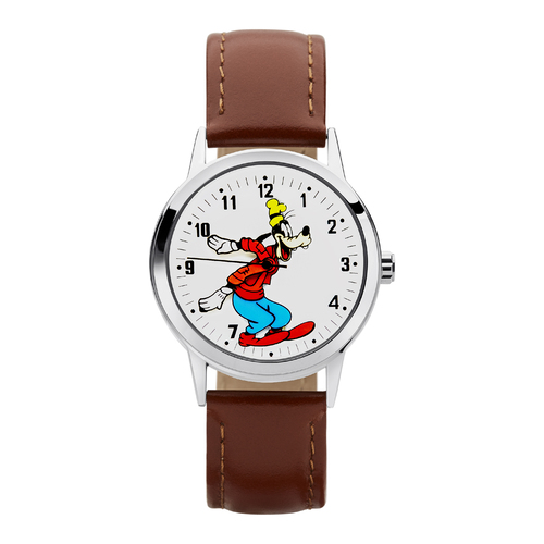The Original Mickey Collection Watch - Silver + Brown 35mm Ft Bold Goofy