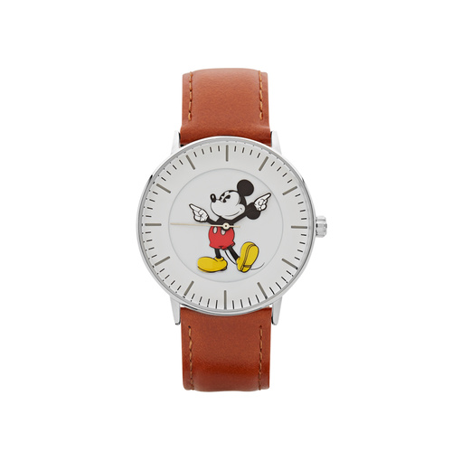 The Original Mickey Collection Watch - Silver + Tan 40mm