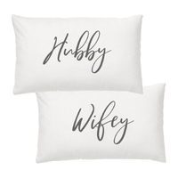 Wedding Hubby & Wifey Pillowcase Set by Splosh