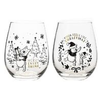 Disney Christmas By Widdop And Co Christmas Glasses - Winnie Set Of 2