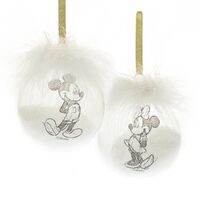 Disney Christmas By Widdop And Co Bauble - Feather Glass Mickey & Minnie