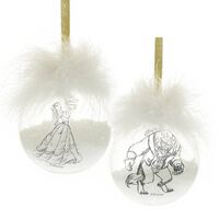 Disney Christmas By Widdop And Co Bauble - Feather Glass Belle & Beast