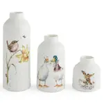 Royal Worcester Wrendale Designs Vases - Bird, Ducks, Donkey (Set of 3)