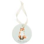 Royal Worcester Wrendale Designs Little Wren Hanging Ornament - 'Hello Baby' Fox & Fawn Double-Sided