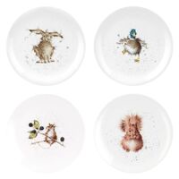 Wrendale Designs By Royal Worcester Coupe Plates - Hare, Duck, Mouse, Squirrel Set of 4