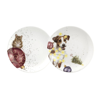 Royal Worcester Wrendale Christmas Coupe Plate - Mouse and Dog 
