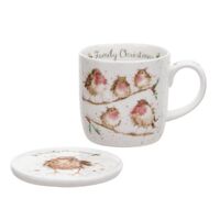 Wrendale Designs By Royal Worcester Christmas Mug and Coaster - Family Christmas