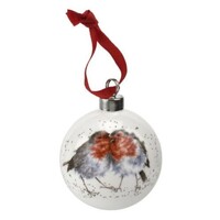 Wrendale Designs By Royal Worcester Christmas Bauble - Snuggled Up Robins