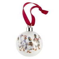 Royal Worcester Wrendale Christmas Bauble - All Wrapped Up Ducks