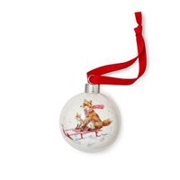 Royal Worcester Wrendale Christmas Bauble - Fox Sleigh Ride