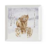 Royal Worcester Wrendale Designs Square Plate - A Highland Christmas Highland Cow