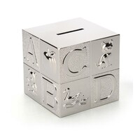Whitehill Baby - Silver Plated Money Box - Alphabet Cube
