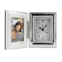 Whitehill Studio - Silver Plated Photo Frame/Clock - Beaded 2.5x3.5"