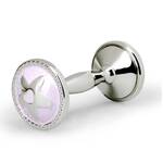 Whitehill Baby - Silverplated Dumbell Rattle - Pink Star