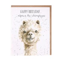Wrendale Designs Greeting Card - Happy Birthday… Alpaca The Champagne