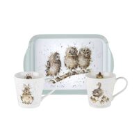 Wrendale Designs by Pimpernel Mug and Tray Set - Owls, Hare, Ducks