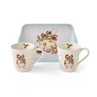 Wrendale Designs by Pimpernel Christmas Mug & Tray - Holly Jolly Mice